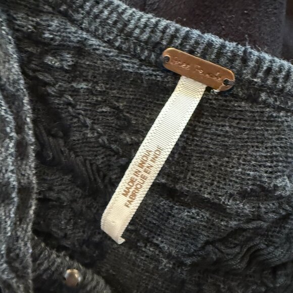 Free People Black Embroidered Lace Jacquard Love Sleeve Top M - Picture 8 of 8